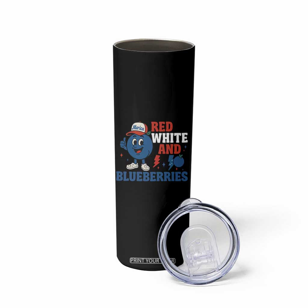 Red White and Blueberries Skinny Tumbler Patriotic Fruit Cartoon Graphic TS02 Print Your Wear