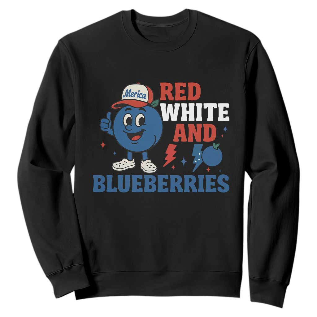 Red White and Blueberries Sweatshirt Patriotic Fruit Cartoon Graphic TS02 Black Print Your Wear