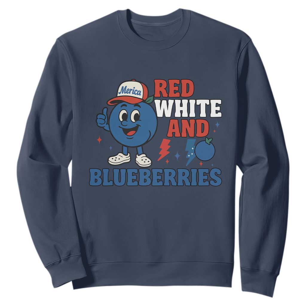 Red White and Blueberries Sweatshirt Patriotic Fruit Cartoon Graphic TS02 Navy Print Your Wear