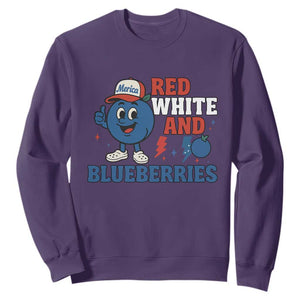 Red White and Blueberries Sweatshirt Patriotic Fruit Cartoon Graphic TS02 Purple Print Your Wear