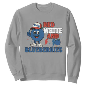 Red White and Blueberries Sweatshirt Patriotic Fruit Cartoon Graphic TS02 Sport Gray Print Your Wear