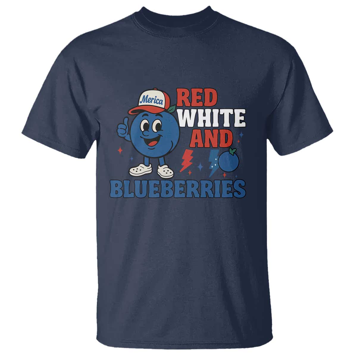 Red White and Blueberries T Shirt Patriotic Fruit Cartoon Graphic TS02 Navy Print Your Wear