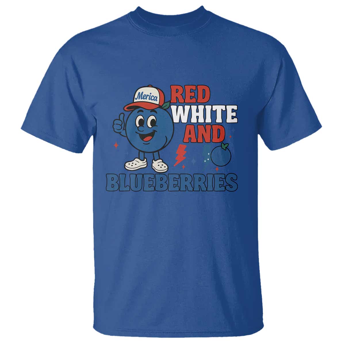 Red White and Blueberries T Shirt Patriotic Fruit Cartoon Graphic TS02 Royal Blue Print Your Wear