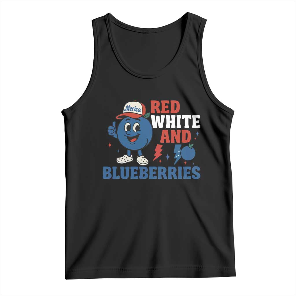 Red White and Blueberries Tank Top Patriotic Fruit Cartoon Graphic TS02 Black Print Your Wear
