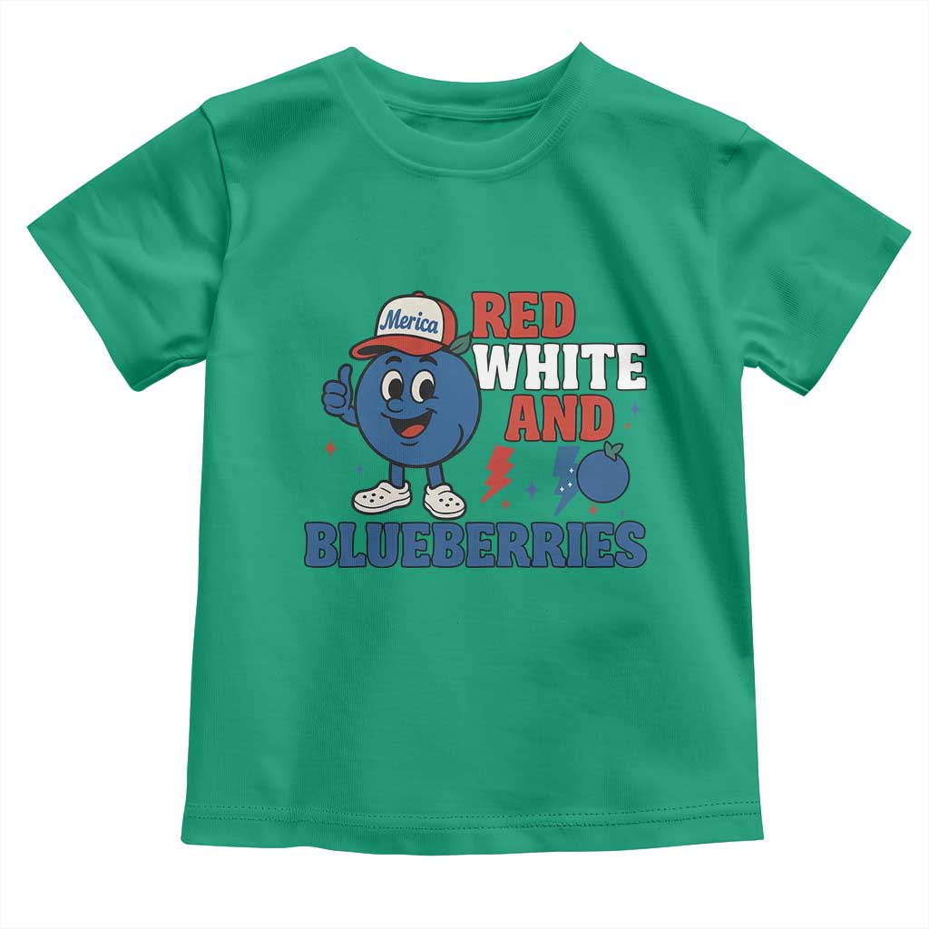 Red White and Blueberries Toddler T Shirt Patriotic Fruit Cartoon Graphic TS02 Irish Green Print Your Wear