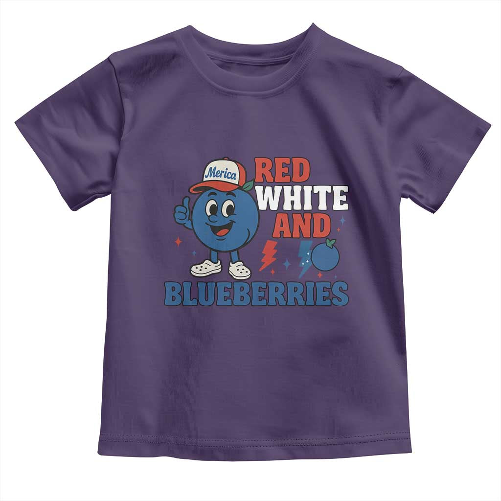 Red White and Blueberries Toddler T Shirt Patriotic Fruit Cartoon Graphic TS02 Purple Print Your Wear