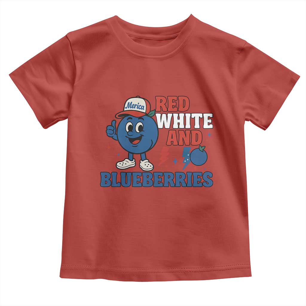 Red White and Blueberries Toddler T Shirt Patriotic Fruit Cartoon Graphic TS02 Red Print Your Wear
