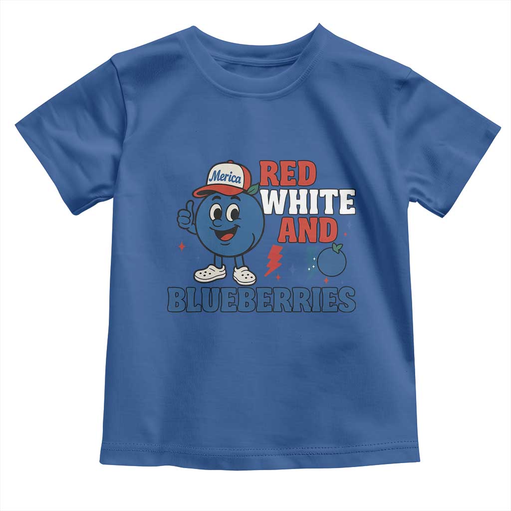 Red White and Blueberries Toddler T Shirt Patriotic Fruit Cartoon Graphic TS02 Royal Blue Print Your Wear