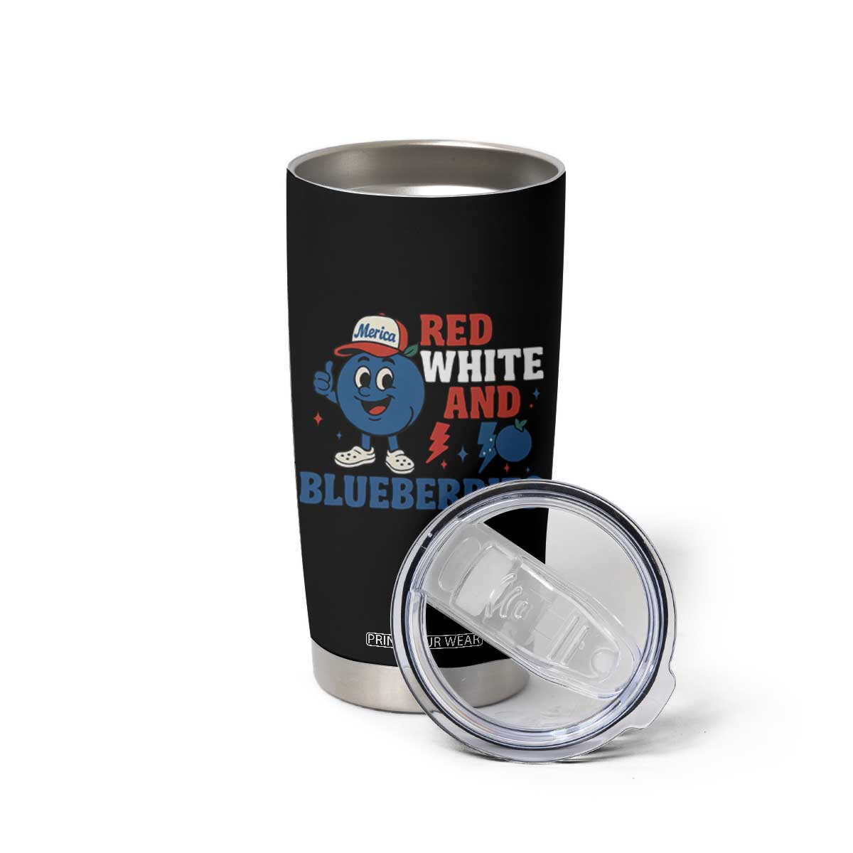 Red White and Blueberries Tumbler Cup Patriotic Fruit Cartoon Graphic TS02 Print Your Wear
