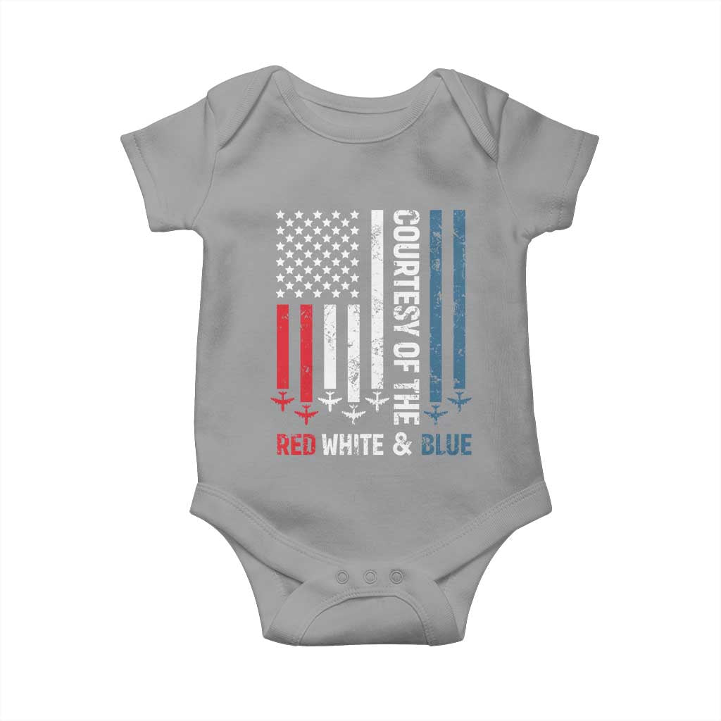 Courtesy of the Red White and Blue Baby Onesie US Military Patriotic American Flag TS02 Sport Gray Print Your Wear