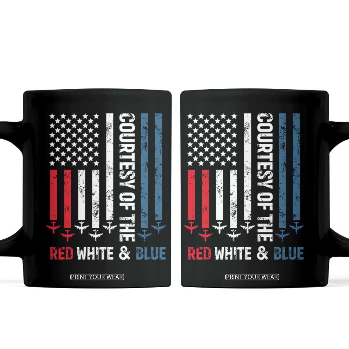 Courtesy of the Red White and Blue Coffee Mug US Military Patriotic American Flag TS02 Black Print Your Wear