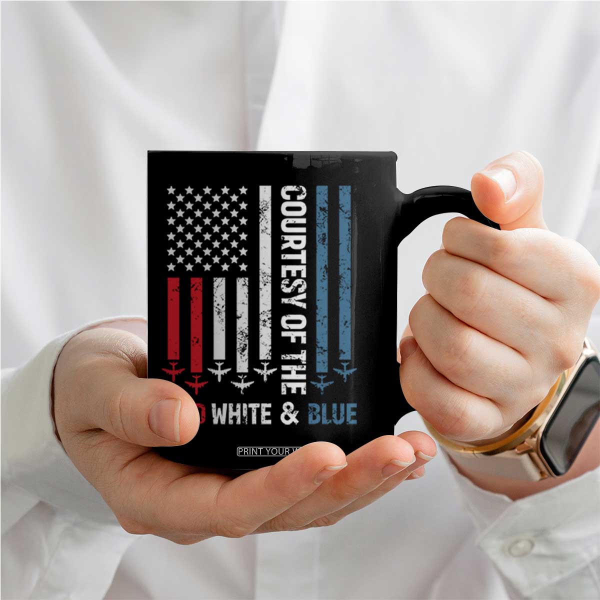 Courtesy of the Red White and Blue Coffee Mug US Military Patriotic American Flag TS02 Print Your Wear