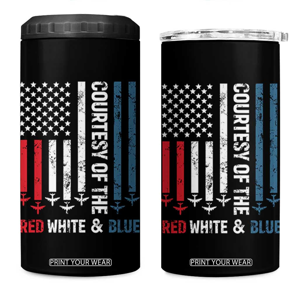 Courtesy of the Red White and Blue 4 in 1 Can Cooler Tumbler US Military Patriotic American Flag TS02 One Size: 16 oz Black Print Your Wear