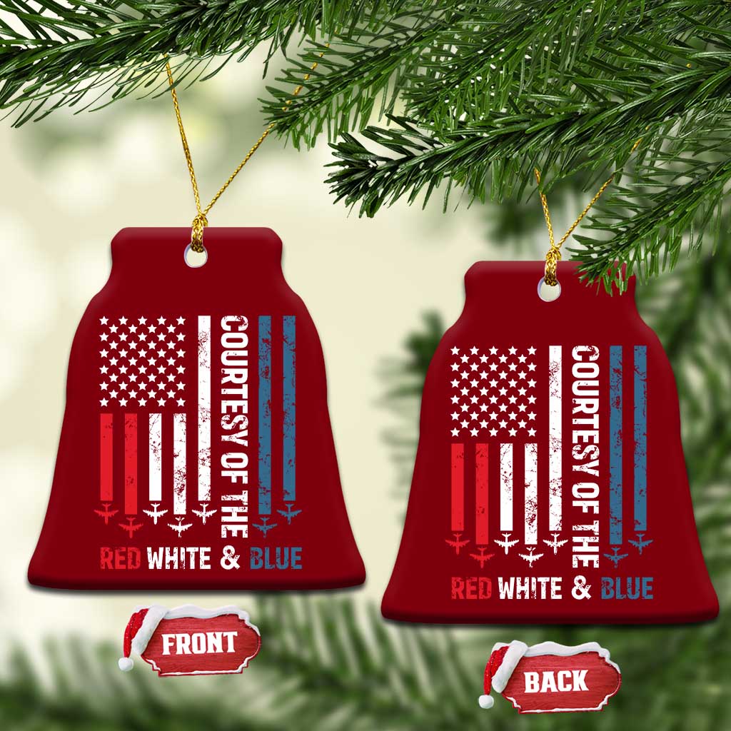 Courtesy of the Red White and Blue Ceramic Ornament US Military Patriotic American Flag TS02 Print Your Wear