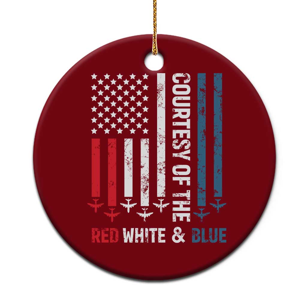 Courtesy of the Red White and Blue Ceramic Ornament US Military Patriotic American Flag TS02 1pc Red Print Your Wear
