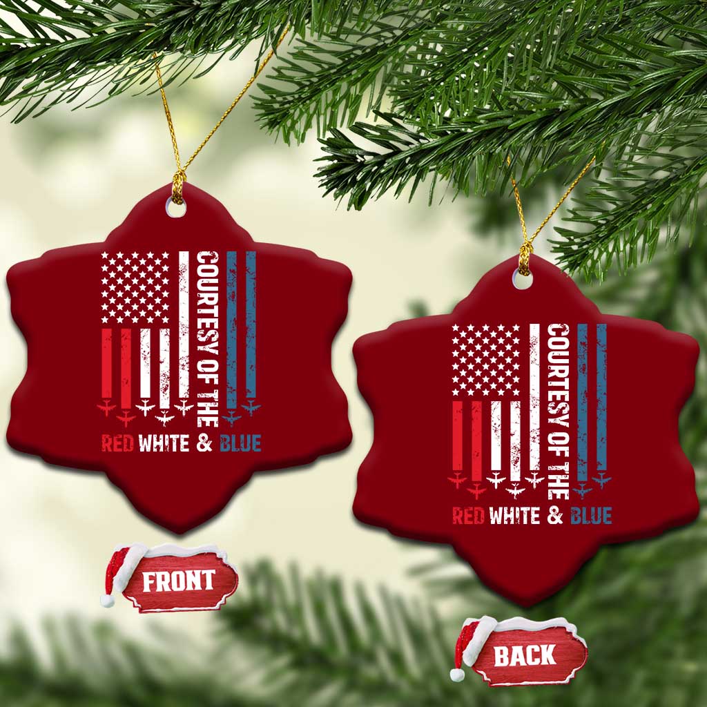 Courtesy of the Red White and Blue Ceramic Ornament US Military Patriotic American Flag TS02 Print Your Wear