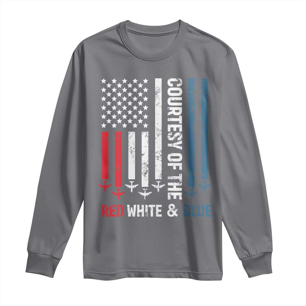 Courtesy of the Red White and Blue Long Sleeve Shirt US Military Patriotic American Flag TS02 Charcoal Print Your Wear