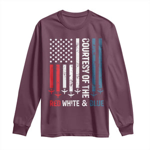 Courtesy of the Red White and Blue Long Sleeve Shirt US Military Patriotic American Flag TS02 Maroon Print Your Wear