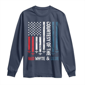 Courtesy of the Red White and Blue Long Sleeve Shirt US Military Patriotic American Flag TS02 Navy Print Your Wear