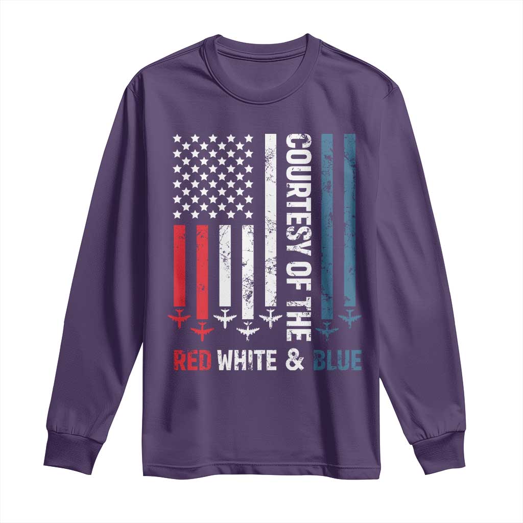 Courtesy of the Red White and Blue Long Sleeve Shirt US Military Patriotic American Flag TS02 Purple Print Your Wear
