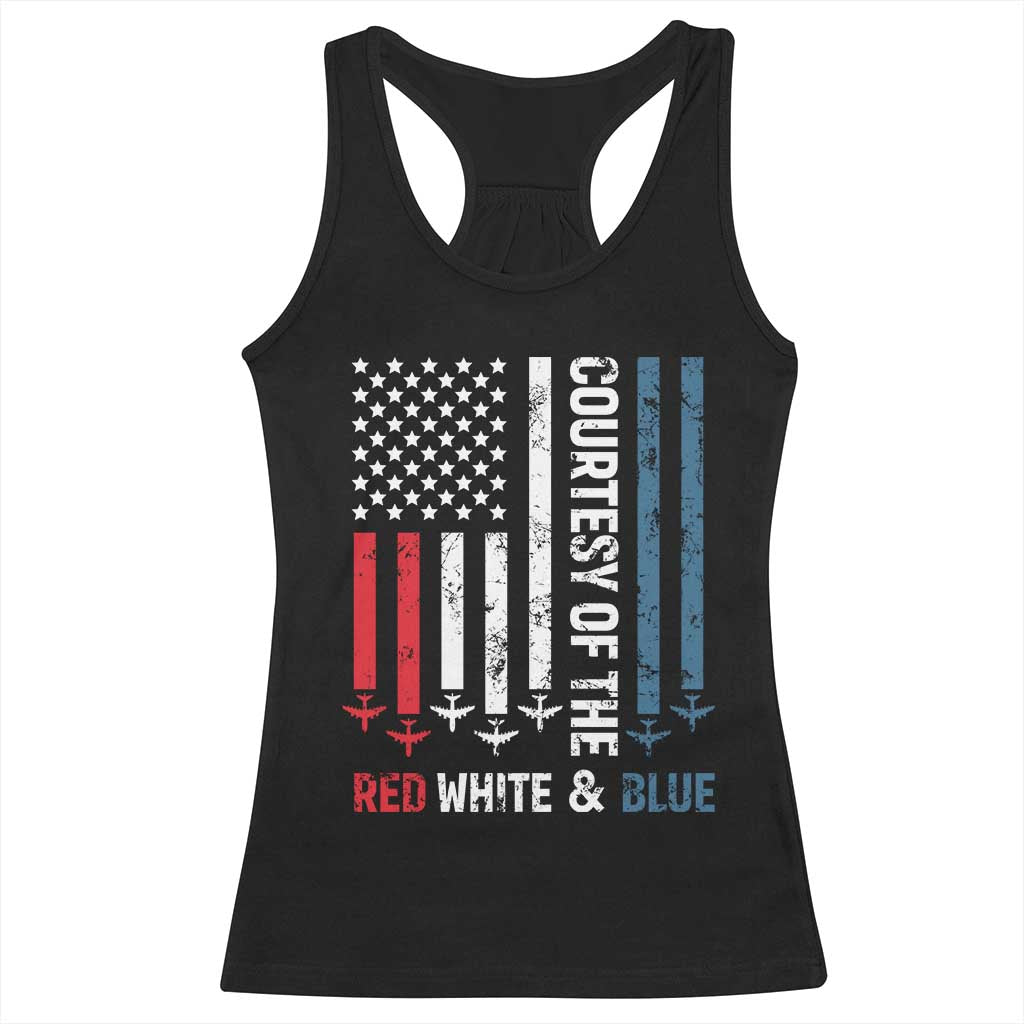 Courtesy of the Red White and Blue Racerback Tank Top US Military Patriotic American Flag TS02 Black Print Your Wear