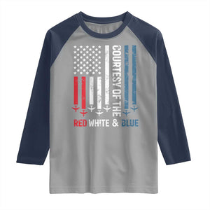 Courtesy of the Red White and Blue Raglan Shirt US Military Patriotic American Flag TS02 Sport Gray Navy Print Your Wear