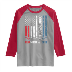Courtesy of the Red White and Blue Raglan Shirt US Military Patriotic American Flag TS02 Sport Gray Red Print Your Wear