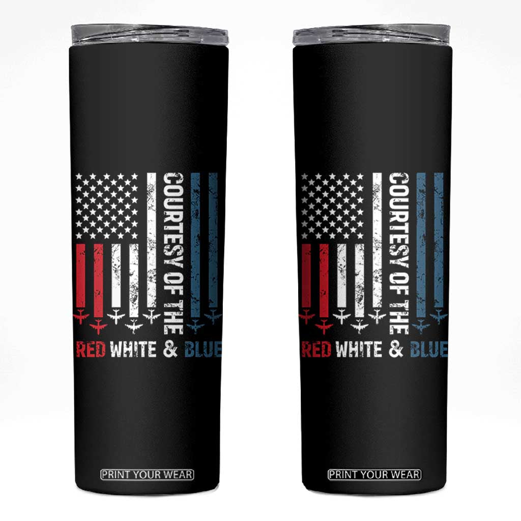 Courtesy of the Red White and Blue Skinny Tumbler US Military Patriotic American Flag TS02 Black Print Your Wear