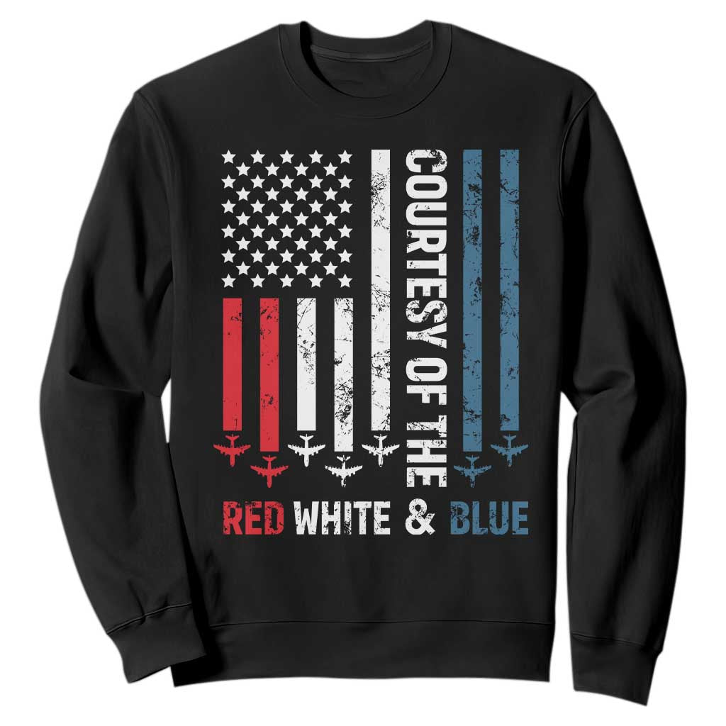 Courtesy of the Red White and Blue Sweatshirt US Military Patriotic American Flag TS02 Black Print Your Wear