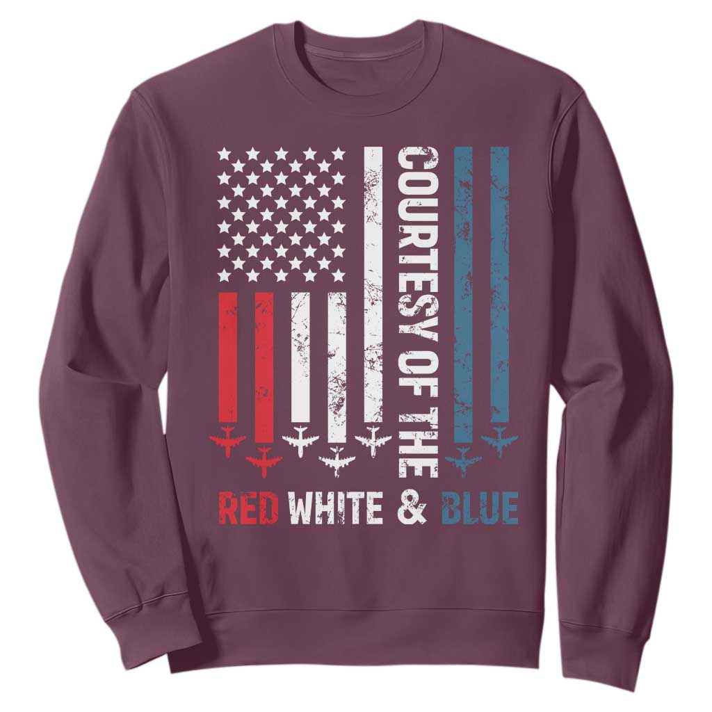 Courtesy of the Red White and Blue Sweatshirt US Military Patriotic American Flag TS02 Maroon Print Your Wear