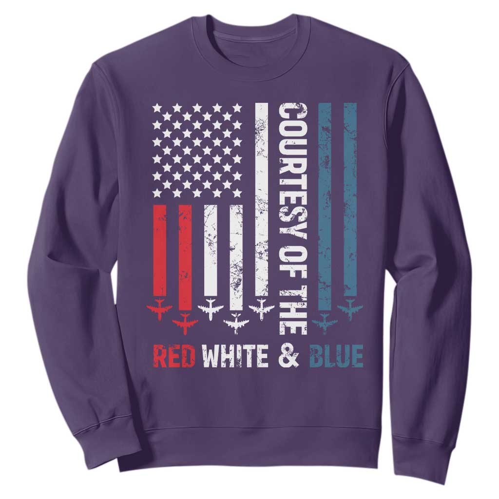 Courtesy of the Red White and Blue Sweatshirt US Military Patriotic American Flag TS02 Purple Print Your Wear
