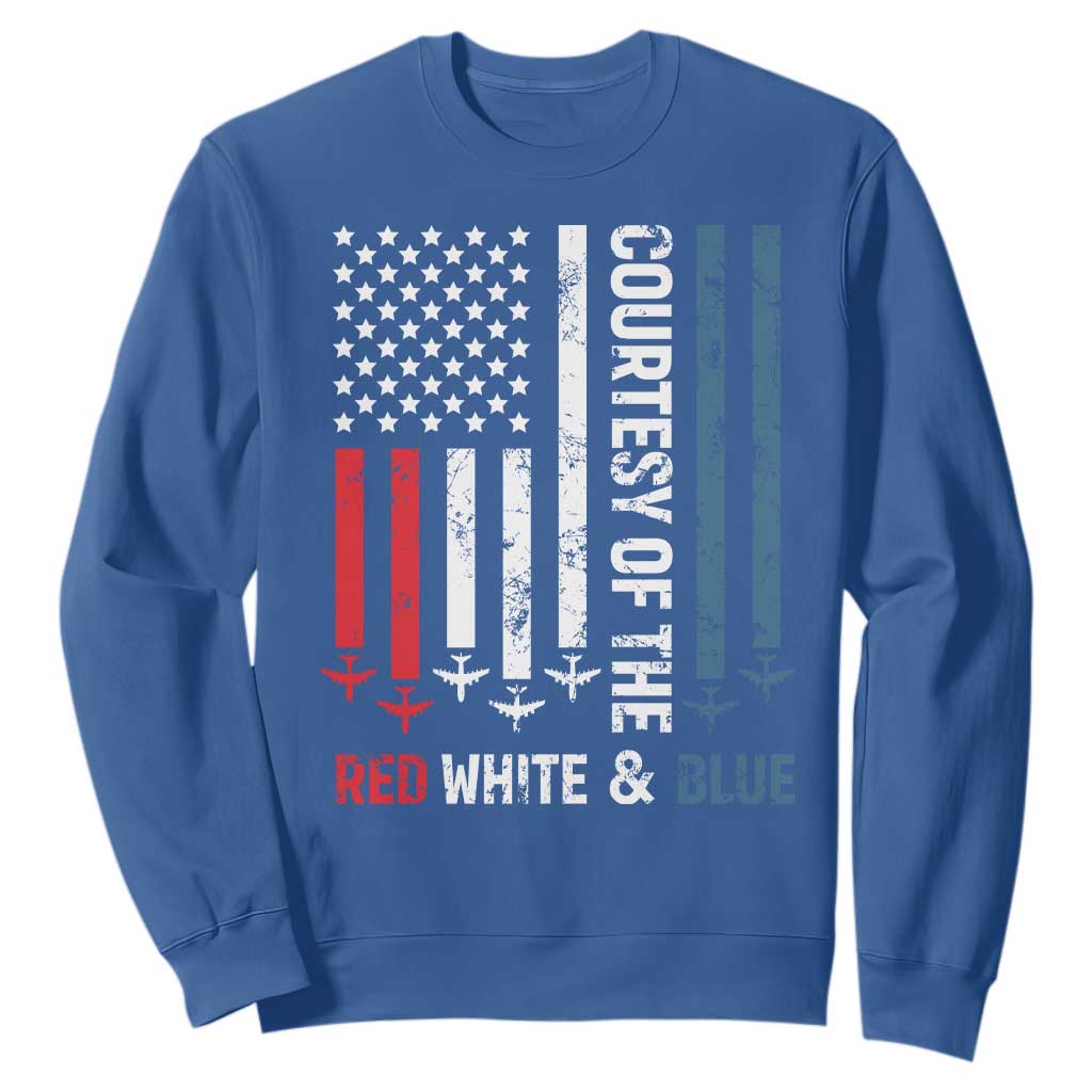 Courtesy of the Red White and Blue Sweatshirt US Military Patriotic American Flag TS02 Royal Blue Print Your Wear