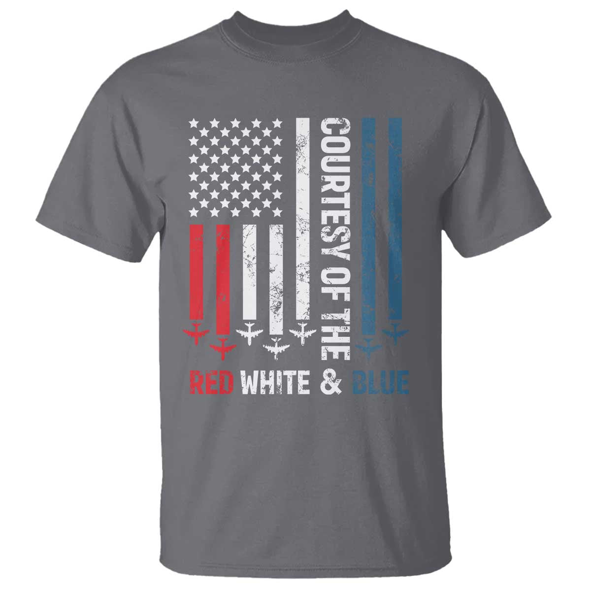 Courtesy of the Red White and Blue T Shirt US Military Patriotic American Flag TS02 Charcoal Print Your Wear