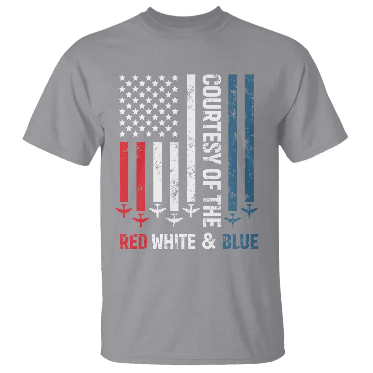 Courtesy of the Red White and Blue T Shirt US Military Patriotic American Flag TS02 Sport Gray Print Your Wear