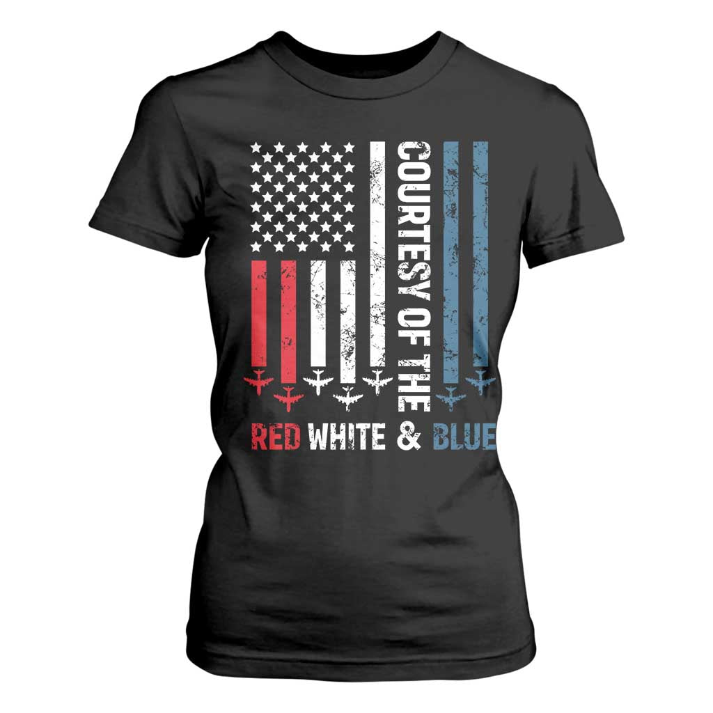 Courtesy of the Red White and Blue T Shirt For Women US Military Patriotic American Flag TS02 Black Print Your Wear