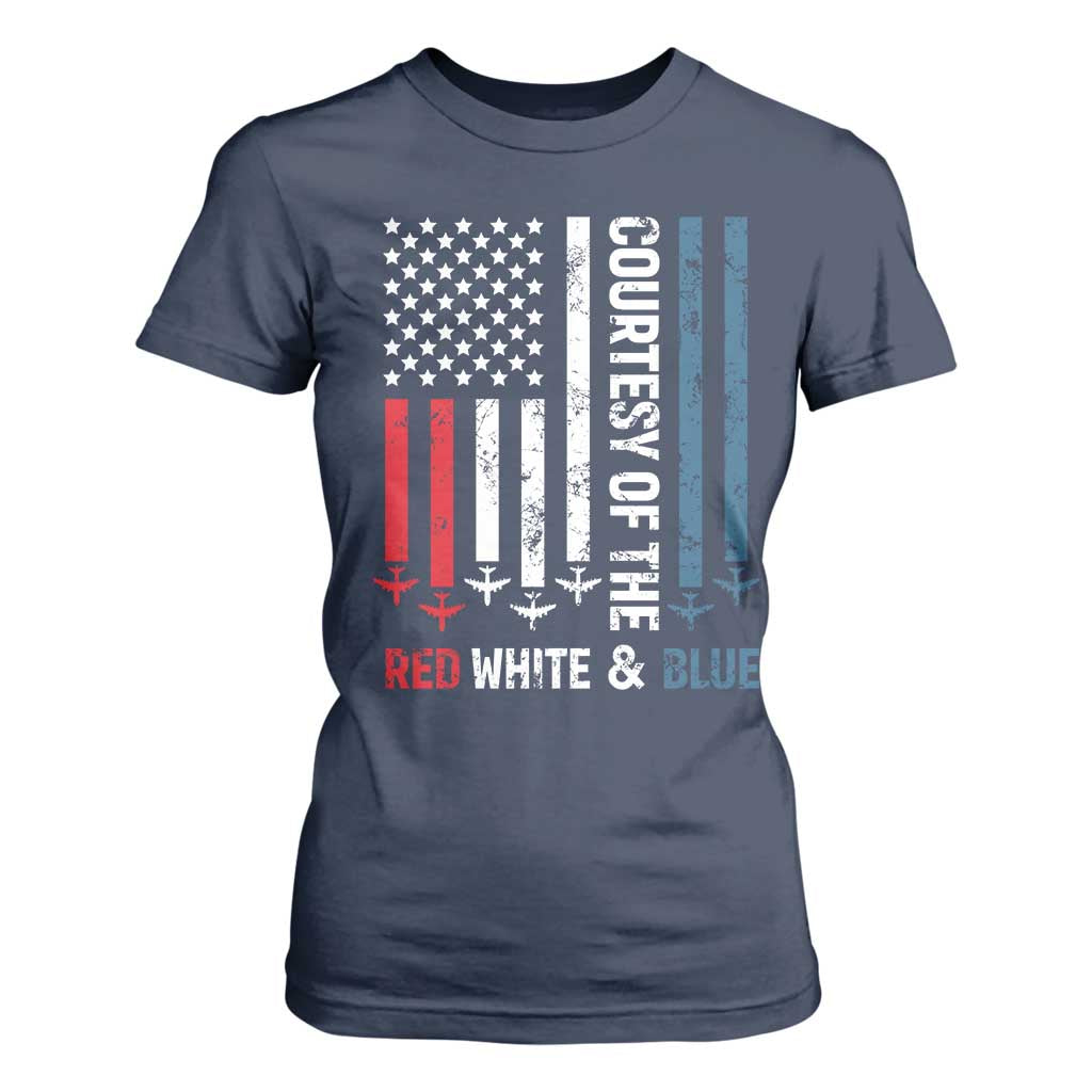 Courtesy of the Red White and Blue T Shirt For Women US Military Patriotic American Flag TS02 Navy Print Your Wear
