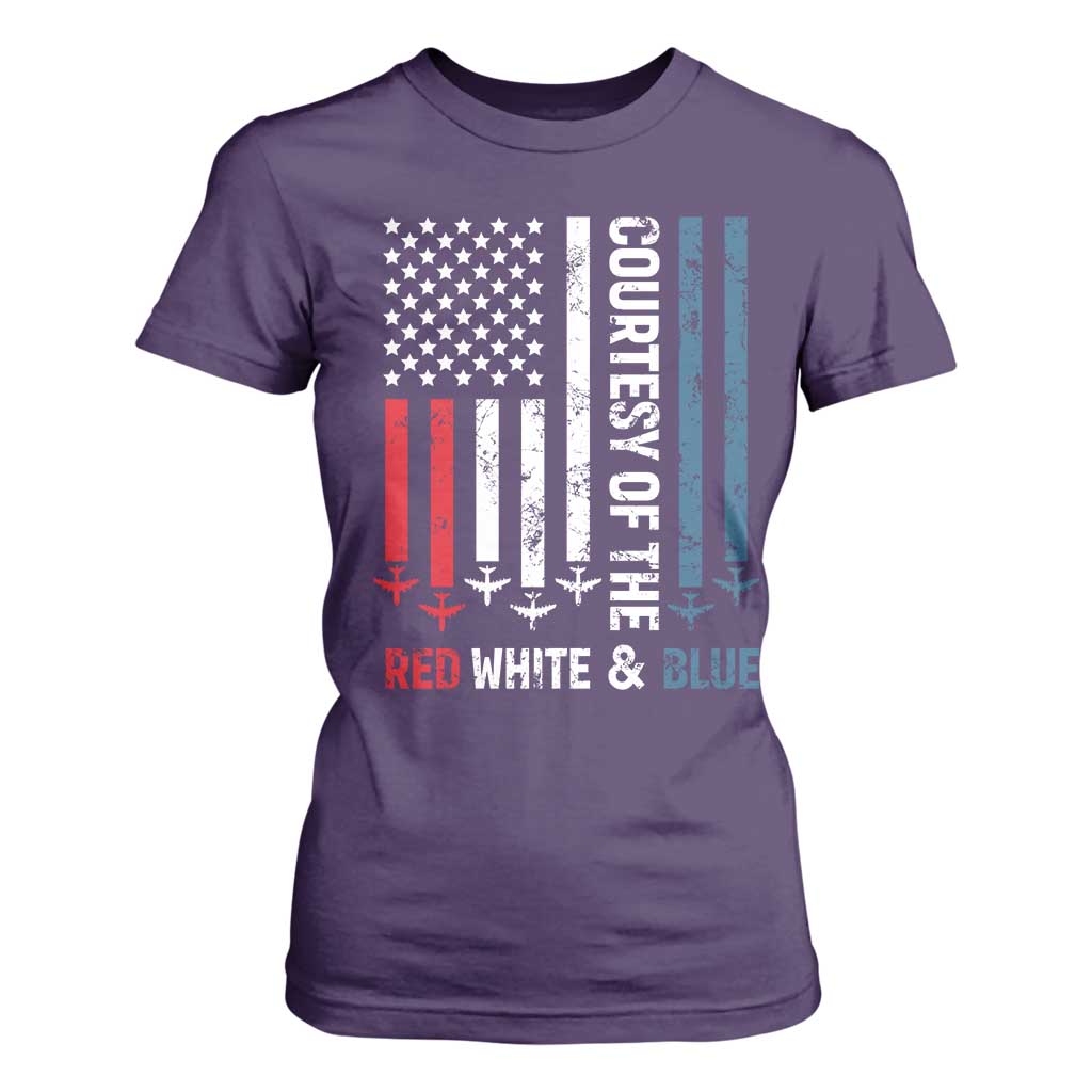 Courtesy of the Red White and Blue T Shirt For Women US Military Patriotic American Flag TS02 Purple Print Your Wear