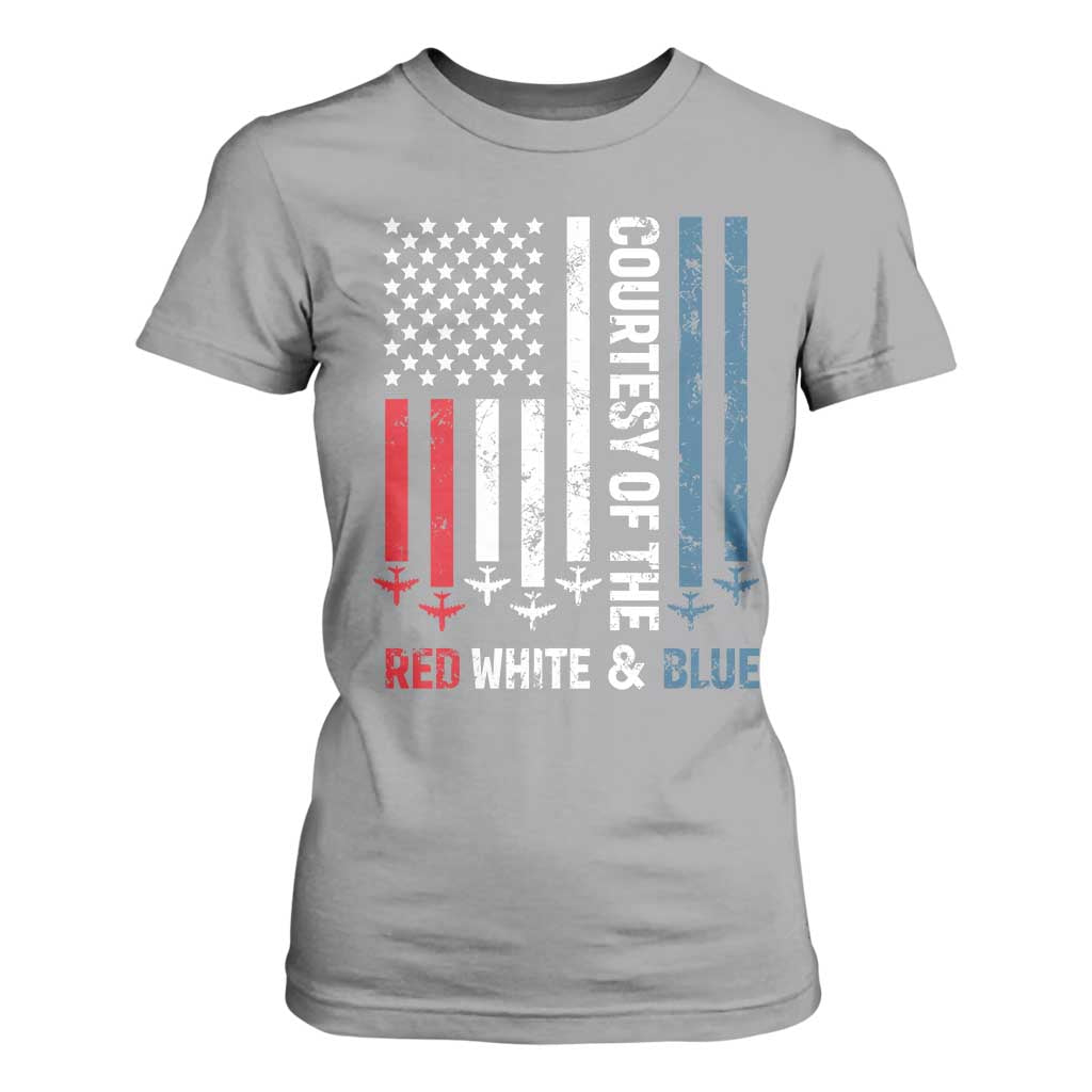 Courtesy of the Red White and Blue T Shirt For Women US Military Patriotic American Flag TS02 Sport Gray Print Your Wear