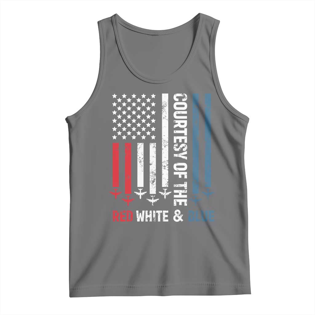 Courtesy of the Red White and Blue Tank Top US Military Patriotic American Flag TS02 Black Heather Print Your Wear