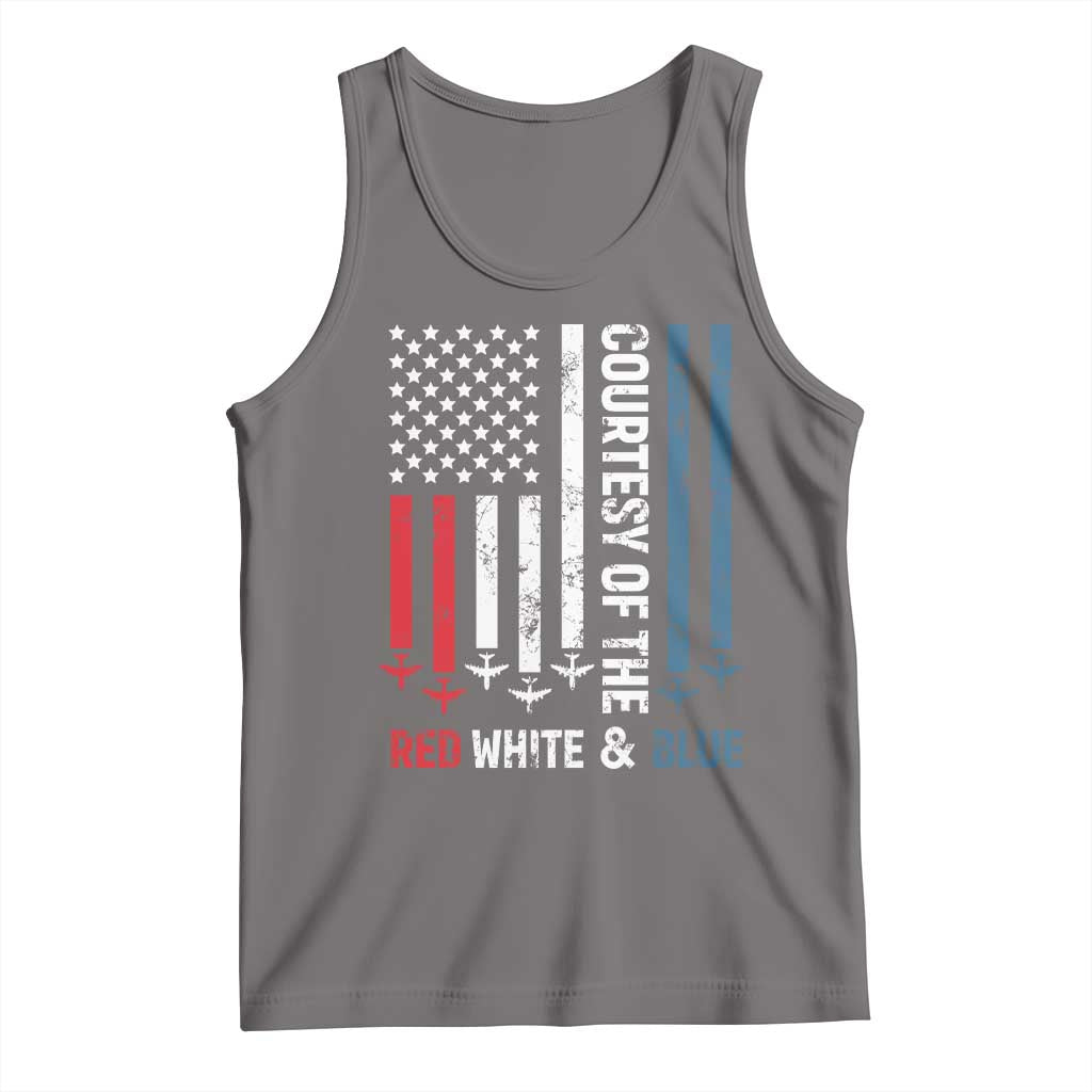 Courtesy of the Red White and Blue Tank Top US Military Patriotic American Flag TS02 Deep Heather Print Your Wear