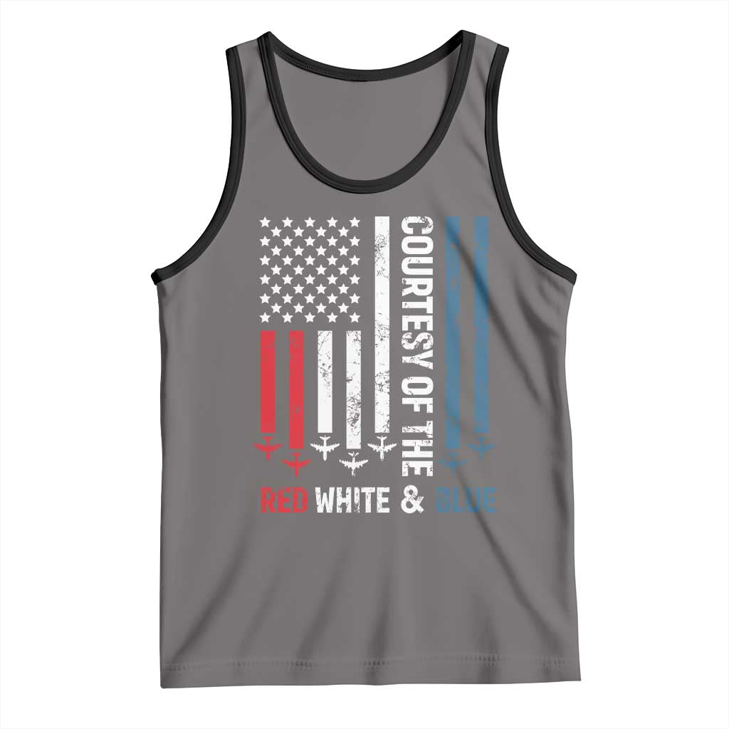 Courtesy of the Red White and Blue Tank Top US Military Patriotic American Flag TS02 Deep Heather Black Print Your Wear