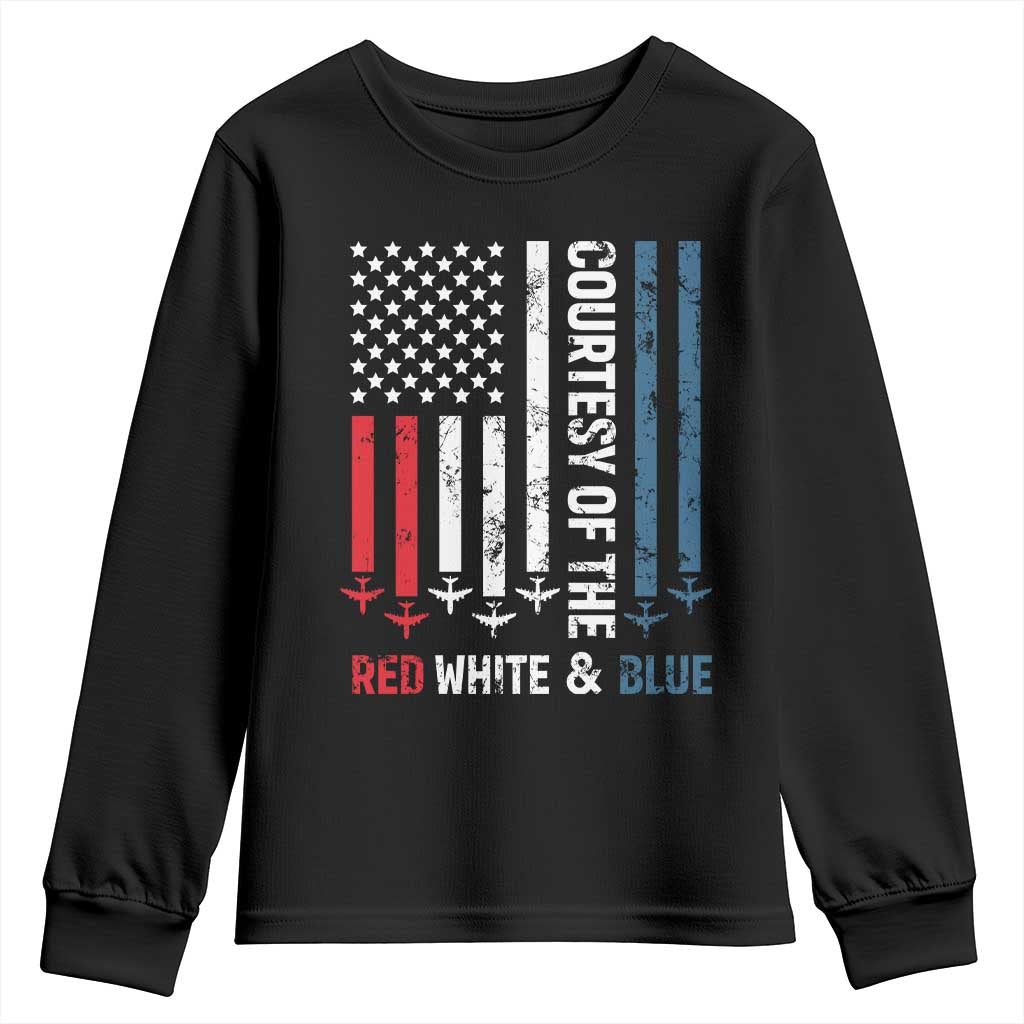 Courtesy of the Red White and Blue Youth Sweatshirt US Military Patriotic American Flag TS02 Black Print Your Wear