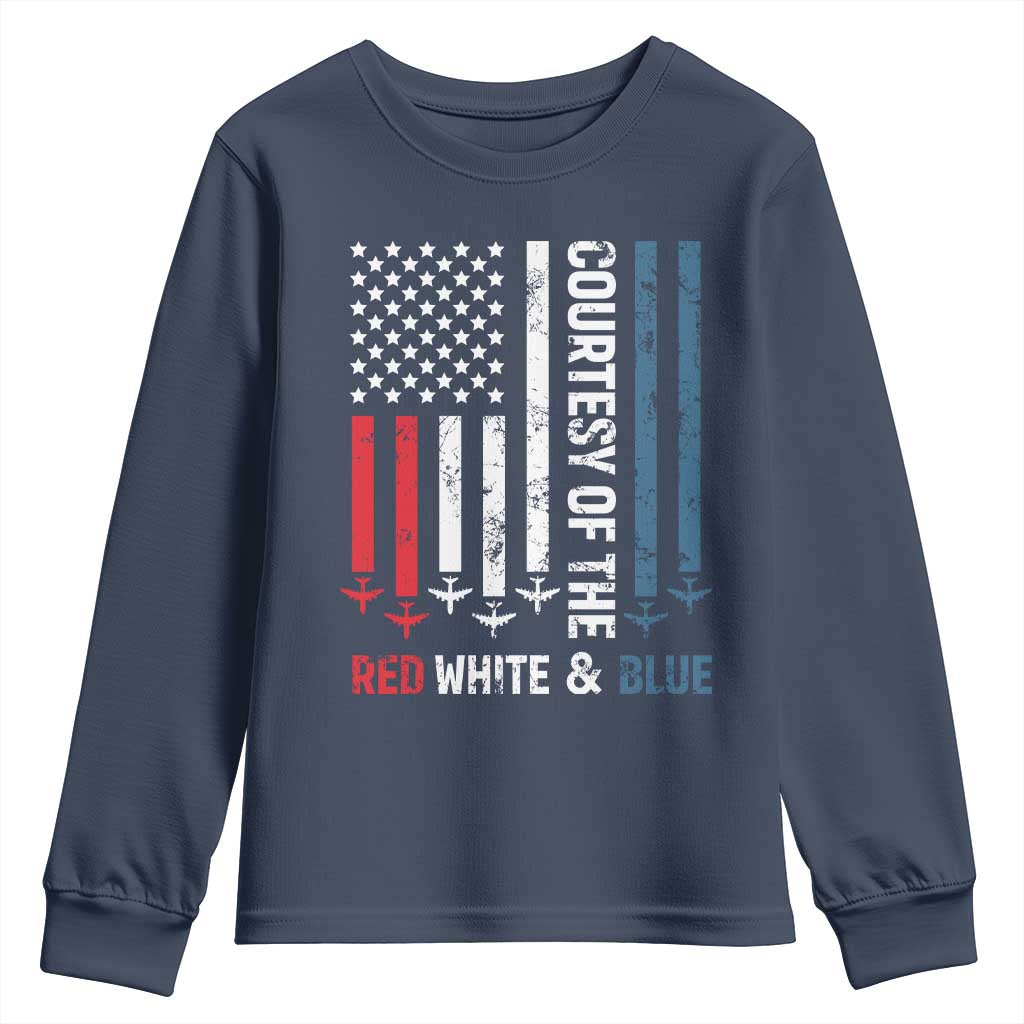 Courtesy of the Red White and Blue Youth Sweatshirt US Military Patriotic American Flag TS02 Navy Print Your Wear