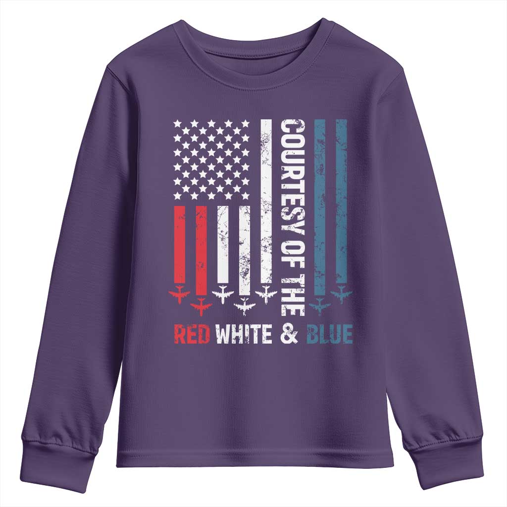 Courtesy of the Red White and Blue Youth Sweatshirt US Military Patriotic American Flag TS02 Purple Print Your Wear