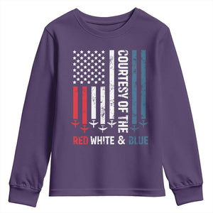 Courtesy of the Red White and Blue Youth Sweatshirt US Military Patriotic American Flag TS02 Purple Print Your Wear
