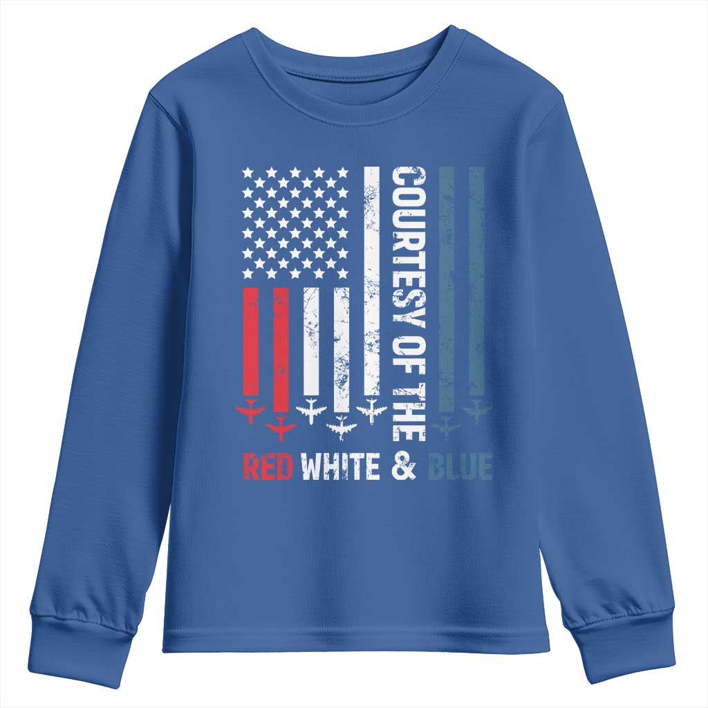 Courtesy of the Red White and Blue Youth Sweatshirt US Military Patriotic American Flag TS02 Royal Blue Print Your Wear