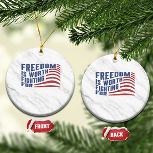 Freedom Is Worth Fighting For Ceramic Ornament USA Flag America True Patriot TS02 1pc White Marble Print Your Wear