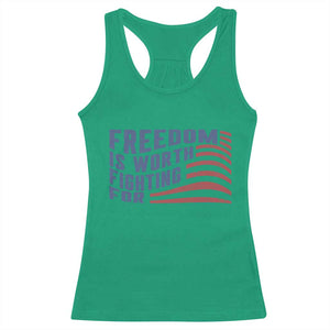 Freedom Is Worth Fighting For Racerback Tank Top USA Flag America True Patriot TS02 Irish Green Print Your Wear