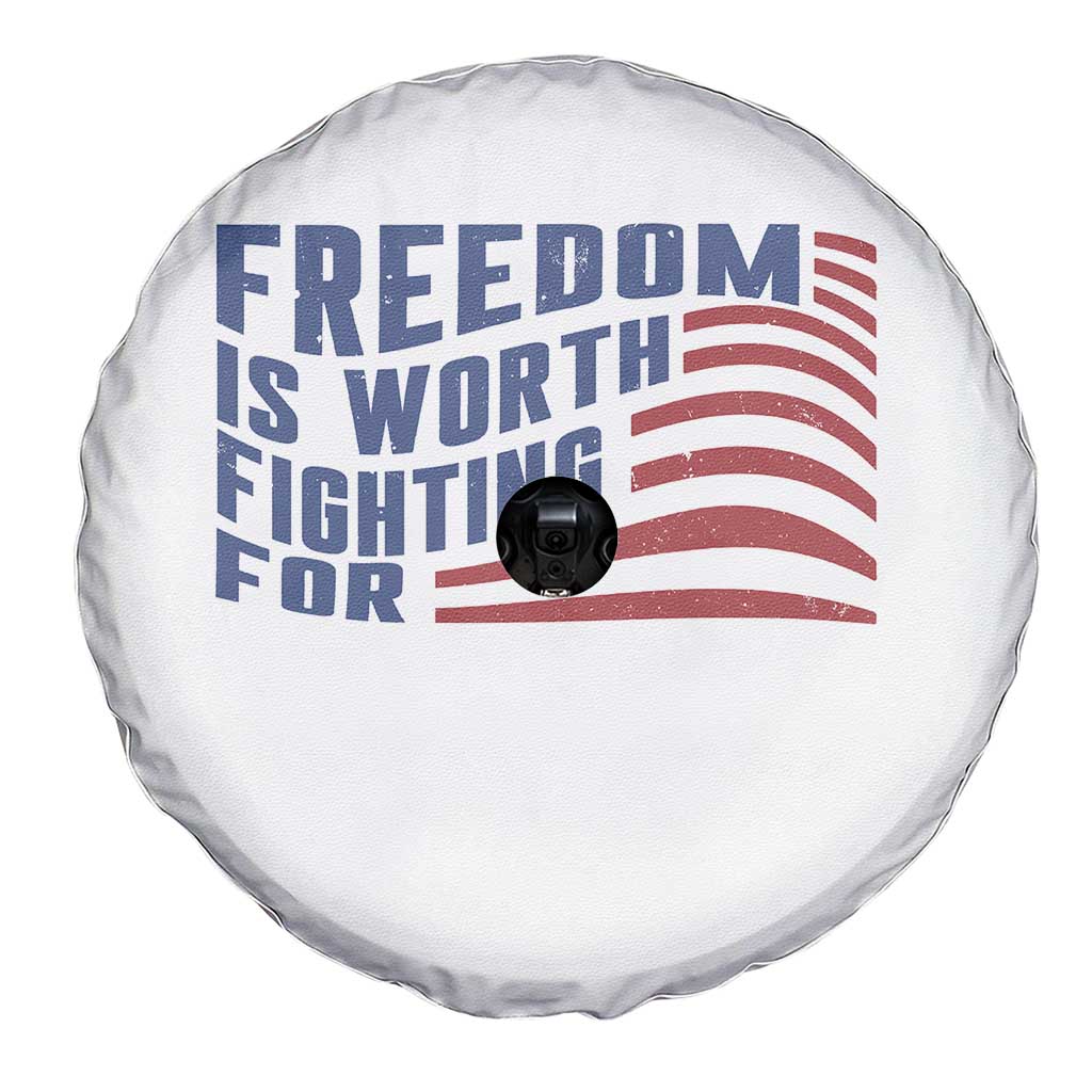 Freedom Is Worth Fighting For Spare Tire Cover USA Flag America True Patriot TS02 Print Your Wear