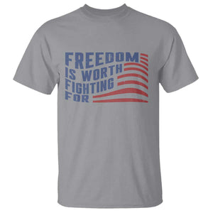 Freedom Is Worth Fighting For T Shirt USA Flag America True Patriot TS02 Sport Gray Print Your Wear